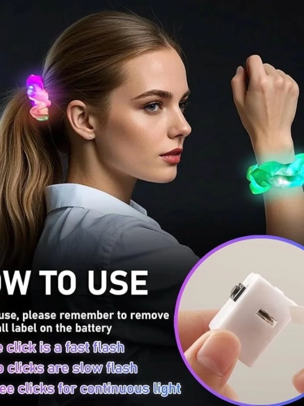 Bundle of 8 LED Party Scrunchie - Multicolor